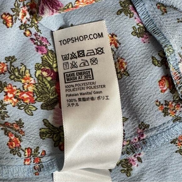 Topshop Baby Blue Floral Garden Party Wrap Dress Size 4 - Picture 5 of 8